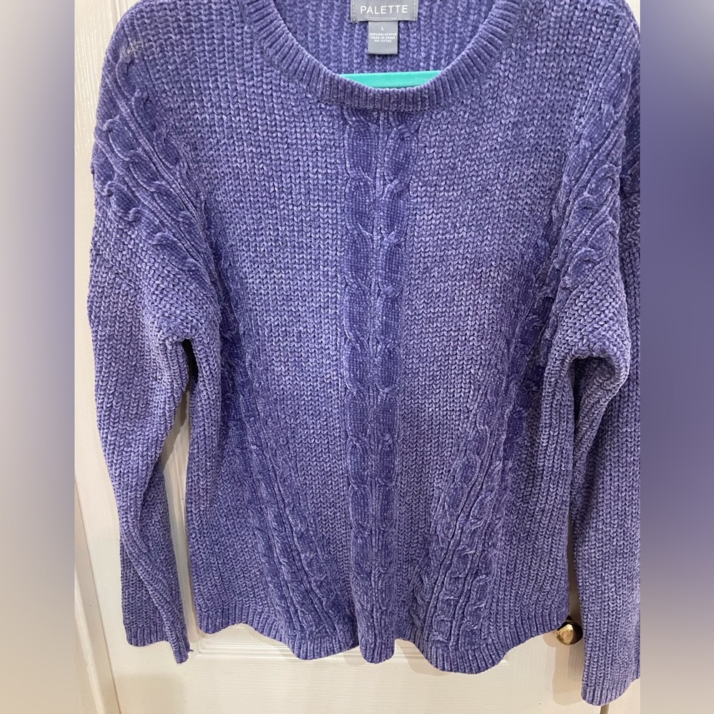 Women's Purple Cable Knit Sweater
